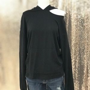 Black, shoulder peek-a-boo, hoodie